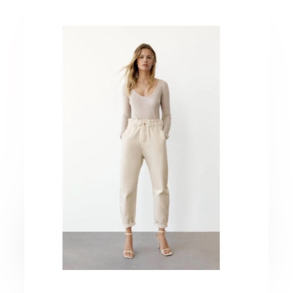 Zara Cream Chinos Relaxed Fit